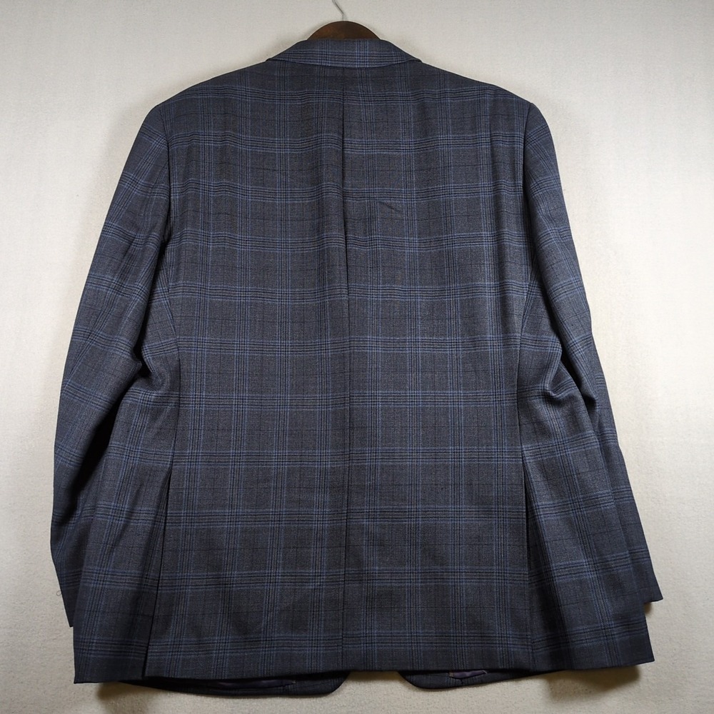 Tallia Mens 46R Wool Blazer Blue Windowpane Plaid Sport Coat Single Breasted - Picture 8 of 8